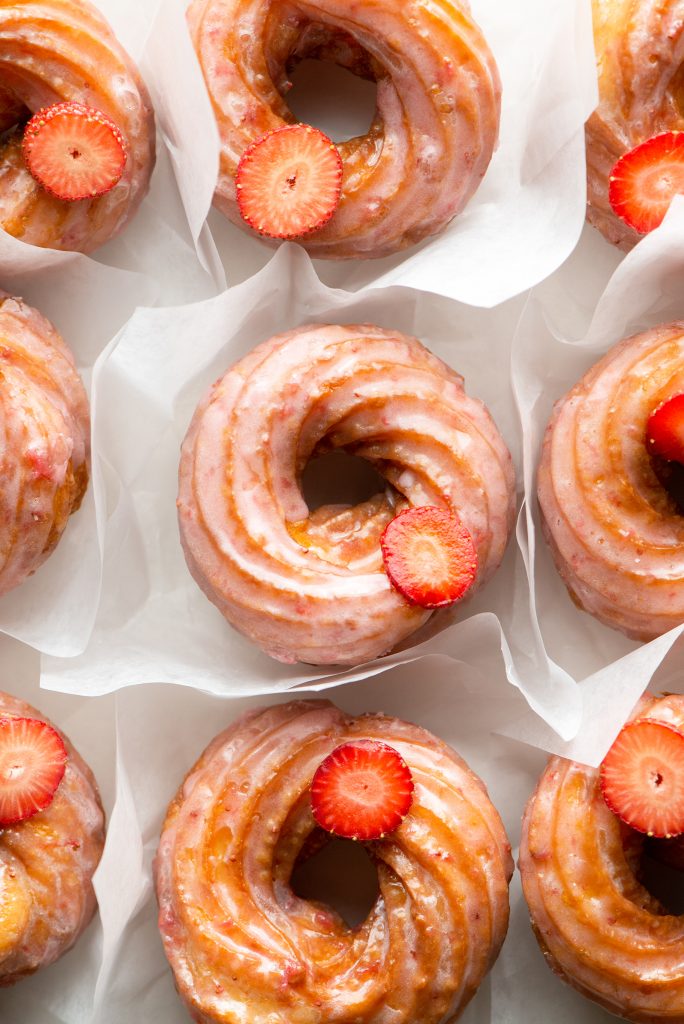 Fresh Strawberry Glazed Crullers